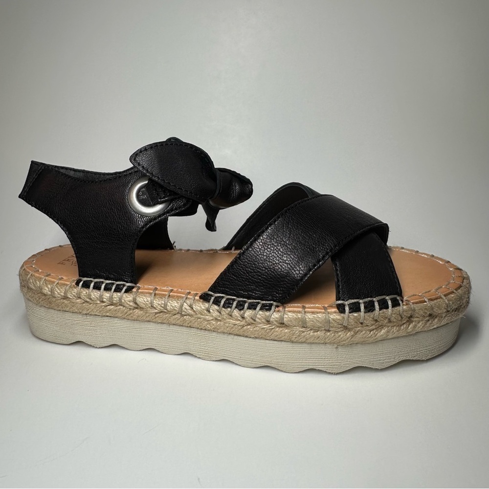 Frye & Co Lula Bow Sandals Women's 7 Comfort Shoes Ankle Tie Platforms Black NIB